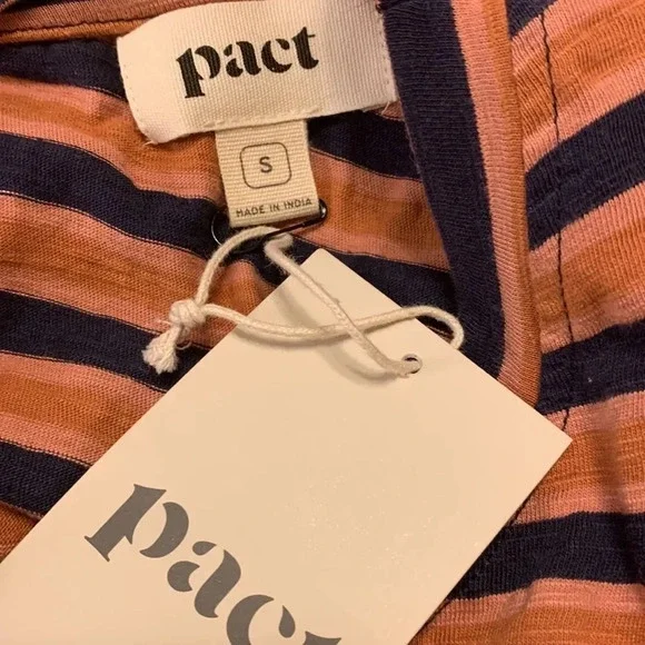 PACT Easy Slub Twist Back Long Sleeve Shirt in Harvest Stripe - Picture 4 of 7